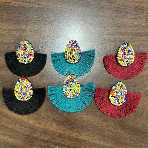 3 sets fringe/beaded earrings